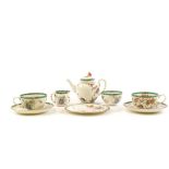 A Royal Worcester Old Bow pattern reproduction part tea service, comprising tea pot, milk jug, sugar
