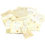 A group of piano related ephemera, to include various receipts for piano companies in London and Fin