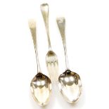 A group of silver cutlery, to include an early Victorian silver dessert spoon, London, a further sil