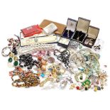 A group of costume jewellery and effects, to include beaded necklaces, bracelets, bangles, earrings,