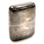 A silver hip flask, plain design body opening to reveal a slanted opening, Birmingham late 19thC hal