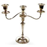 A George V silver candelabrum, presented to S H Spurling by the Directors of Courage Barclay and Sim