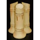 A Locke & Co triple bamboo blush ivory vase, c1900, 15cm high.