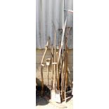 A group of garden tools, to include spades, forks, hoes, edger, etc. (a quantity)