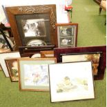 Various pictures and prints, to include wooden framed prints, coastal scenes, tray, etc. (a quantity