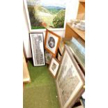 Various pictures and prints, to include a farming scene, oil, stamped Lwyne various other framed pri