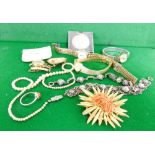 A group of costume jewellery, to include dress watches, cameo brooch, Eastern style necklaces, comme