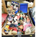 A group of collectors dolls, to include Bradleys dolls, world pin top dolls, puppets, etc. (1 box)