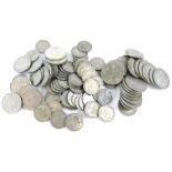 A large quantity of nickel silver coins, mainly Elizabeth II and George VI, to include shillings,