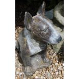 A painted garden statue of an English bull terrier, 49cm high.