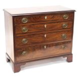 A 19thC mahogany chest of drawers, with a moulded edge, above four graduated drawers each with ivory