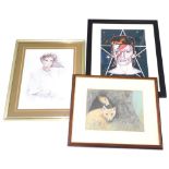 R. N. David. Abstract portrait of David Bowie, coloured print, initialled to the margin, and two