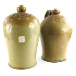 Two large baluster shaped stoneware flagons, one stamped William Norton, Son and Turton Lincoln, the