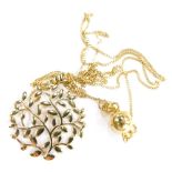 A Shipton and Co Fine Jewellery 9ct gold pendant and chain, the leaf design circular tree pendant on