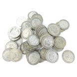 A quantity of mainly silver George V and other shillings, a quantity of silver and other