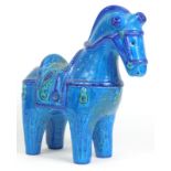 An Italian Bitossi pottery model of a horse, designed by Aldo Londi, decorated with Islamic