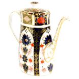 A Royal Crown Derby porcelain coffee pot and cover, decorated with the 1128 Imari pattern, 23cm