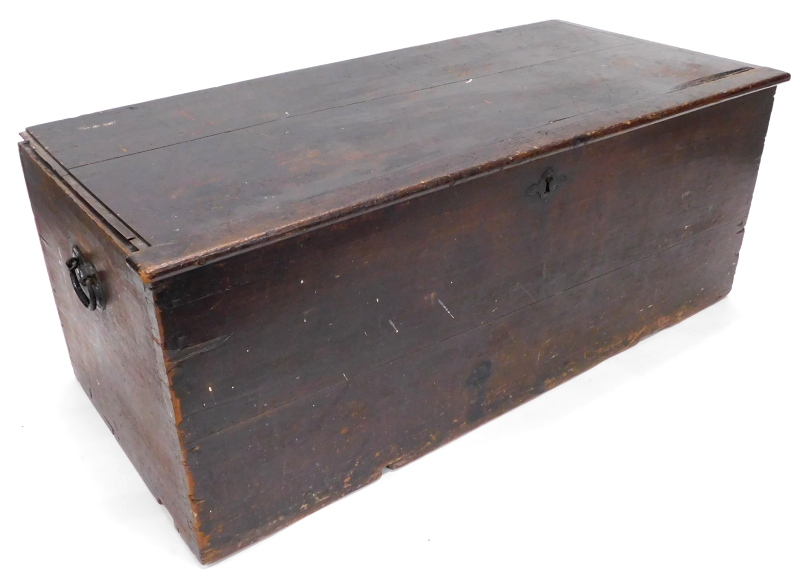A 19thC pine blanket box, (AF), 134cm wide.
