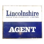 A two sided enamel sign for the Lincolnshire Road Car Company Limited Agent, 30cm x 25.5cm. .