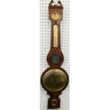 A mid 19thC wheel barometer, stamped D. Rivolta Edinburgh, in a mahogany case with brass dials,