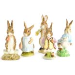 Five Royal Albert Beatrix Potter figures, Peter Rabbit, Fierce Bad rabbit, Benjamin Ate a Lettuce