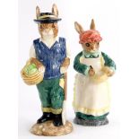 Two Beswick Beatrix Potter figurines Made for Sinclair's Ceramics, Mrs Rabbit baking and Gardener