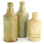 Three porter bottles, stamped G.Smith Monson Arms, Lincoln, another G.Smith, Brown Stout, Lincoln