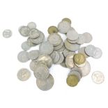 A quantity of mainly nickel silver half crowns etc.