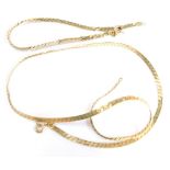 A 9ct gold necklace and bracelet set, of fine two row links, the bracelet 18cm long, the necklace