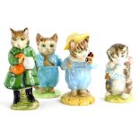 Four Beswick and Royal Albert Beatrix Potter figures, Tom Kitten, Simpkin, Miss Moppet and Tom