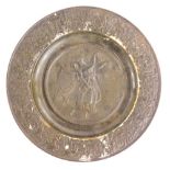 A 19thC bronzed cast iron Grand Tour type plate, cast in relief with an angel and a putto, with a
