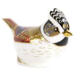 A Royal Crown Derby porcelain paperweight, modelled in the form of a bird, faceted anniversary