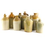 Various Lincoln related stoneware flagons, maker's stamped Claxton, Wilks, Critchison, Norton and