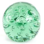 A Nailsea green glass dump, with bubble inclusions, 12cm high.