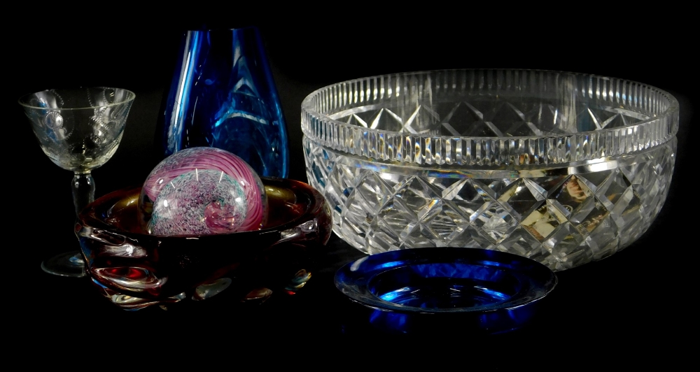 A collection of glass, to include a Waterford bowl, Caithness Aries paperweight, etc.