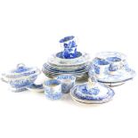 A collection of 19thC blue and white printed pottery, to include Heathcote and Co plate, etc.