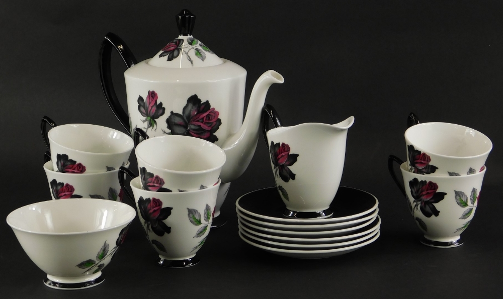 A Royal Albert Masquerade pattern part coffee service, to include coffee pot and cover.
