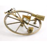 An Estrel London brass and steel marine sextent, the spoked wheel 26cm diameter.