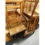 A collection of furniture, to include an oak drop leaf table on barley twist legs, an oak framed