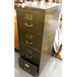 A Utility Equipment four drawer metal filing cabinet, in green.