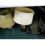 Various table lamps, gent's coats, etc., (contents under table).