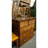 A Victorian mahogany chest of two short and three long drawer, (AF), and a pair of oak dining