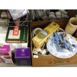 General household effects, board games, dinner wares, a Konica camera, thermal scarf etc. (