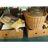 General household effects, to include Christmas decorations, wicker bicycle basket, Matchbuilder