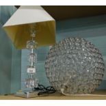 Two table lamps, one with glass stem. (2).