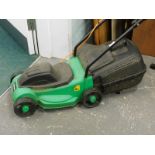 A Powerbase lawn mower, with grass box.