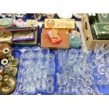 A quantity of drinking glasses, Dickens (Charles) Complete Works, various games to include dominoes,
