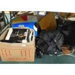 A quantity of dark room equipment, (contents under table).