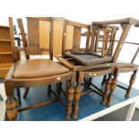 A collection of chairs, to include a pair of Edwardian mahogany bedroom chairs, various oak dining