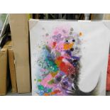 A pair of modern canvas prints, shower curtain, linen, unassembled furniture, etc. (AF, a quantity)